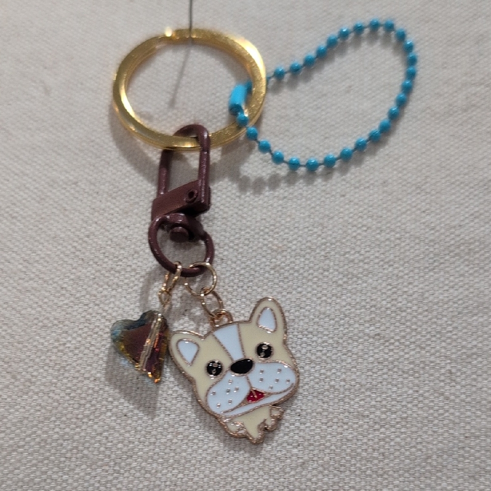 Cute Dog Keychain with Heart Charm